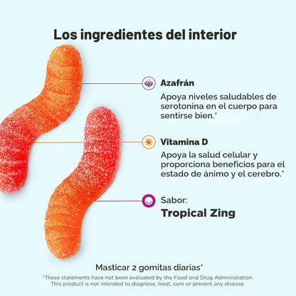 OLLY Hello Happy Gummy Worms, apoyo para el equilibrio del estado d...