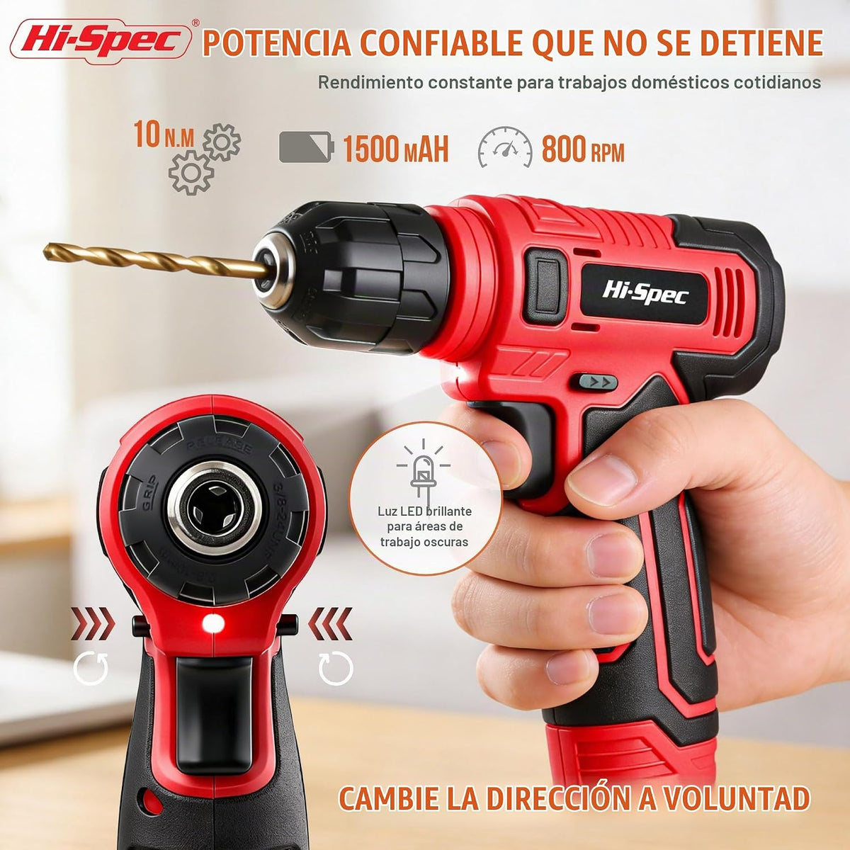 Hi-Spec Juego de herramientas con taladro inalámbrico de 8 V Repara...