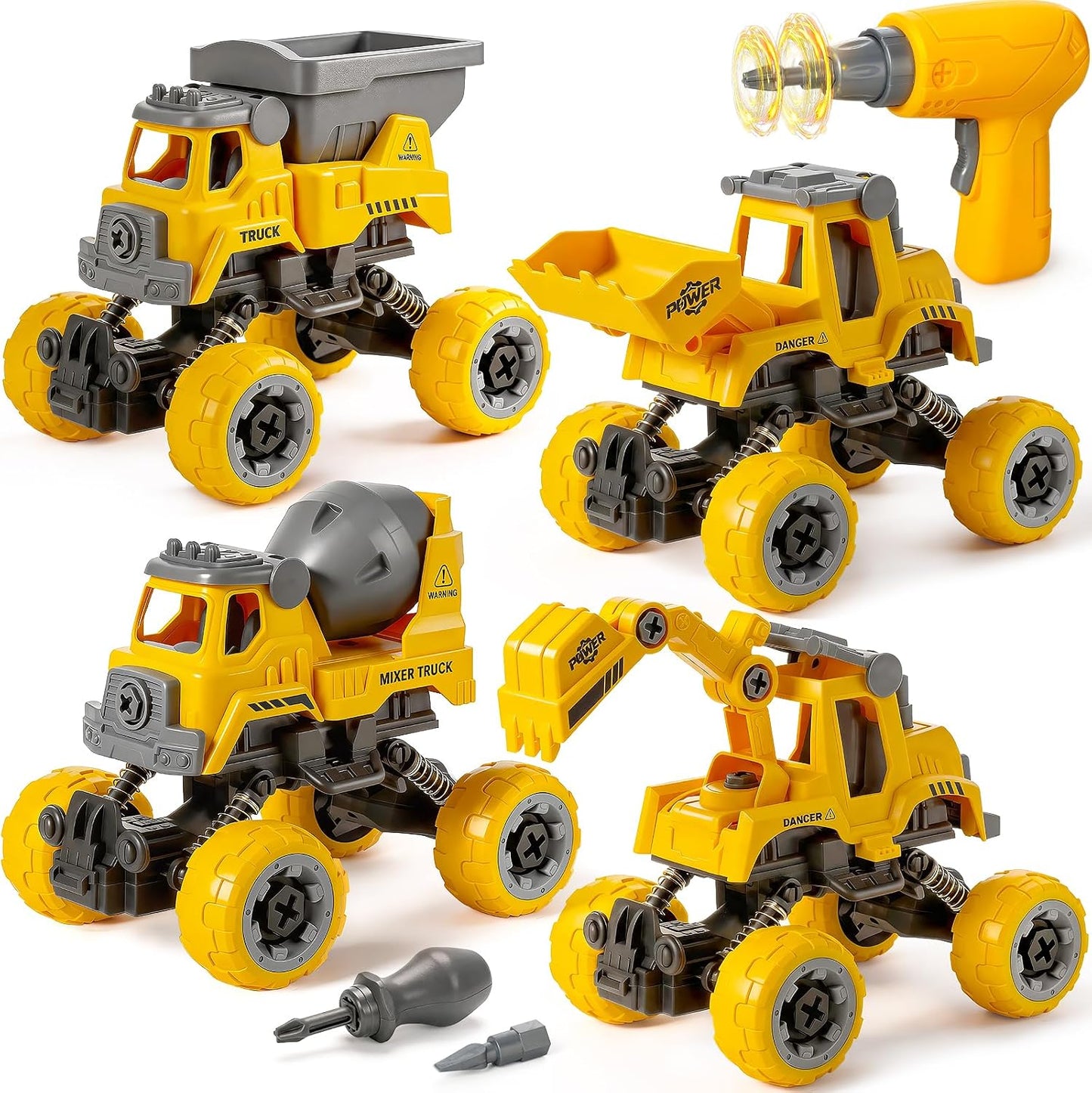 Camión de construcción desmontable para niños de 3 a 8 años, 4 jugu...