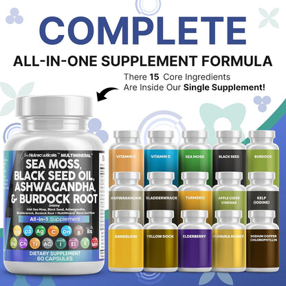 Clean Nutraceuticals Musgo Marino Aceite de Semilla Negra Ashwagand...
