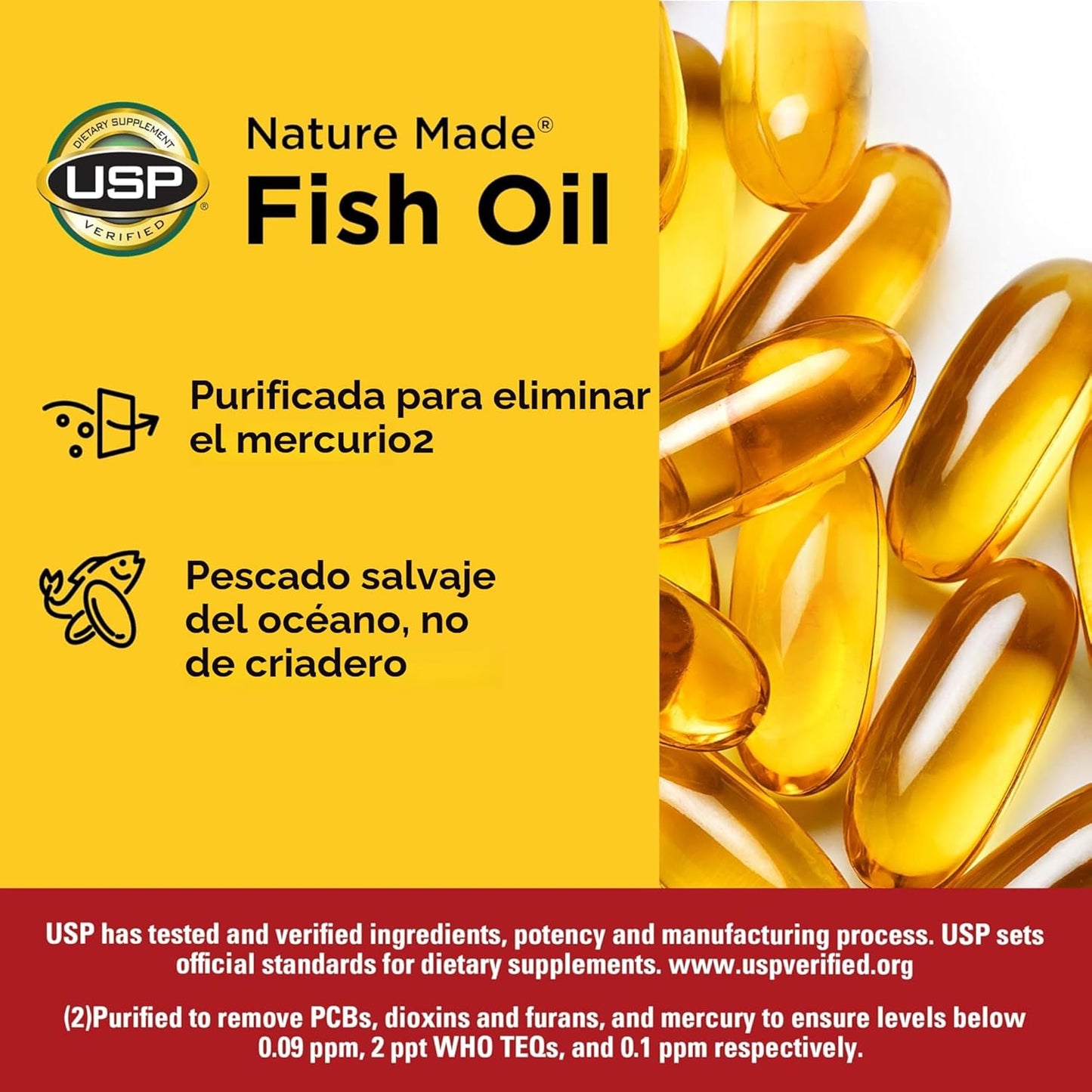 Nature Made Suplementos de aceite de pescado Omega 3, cápsulas blan...