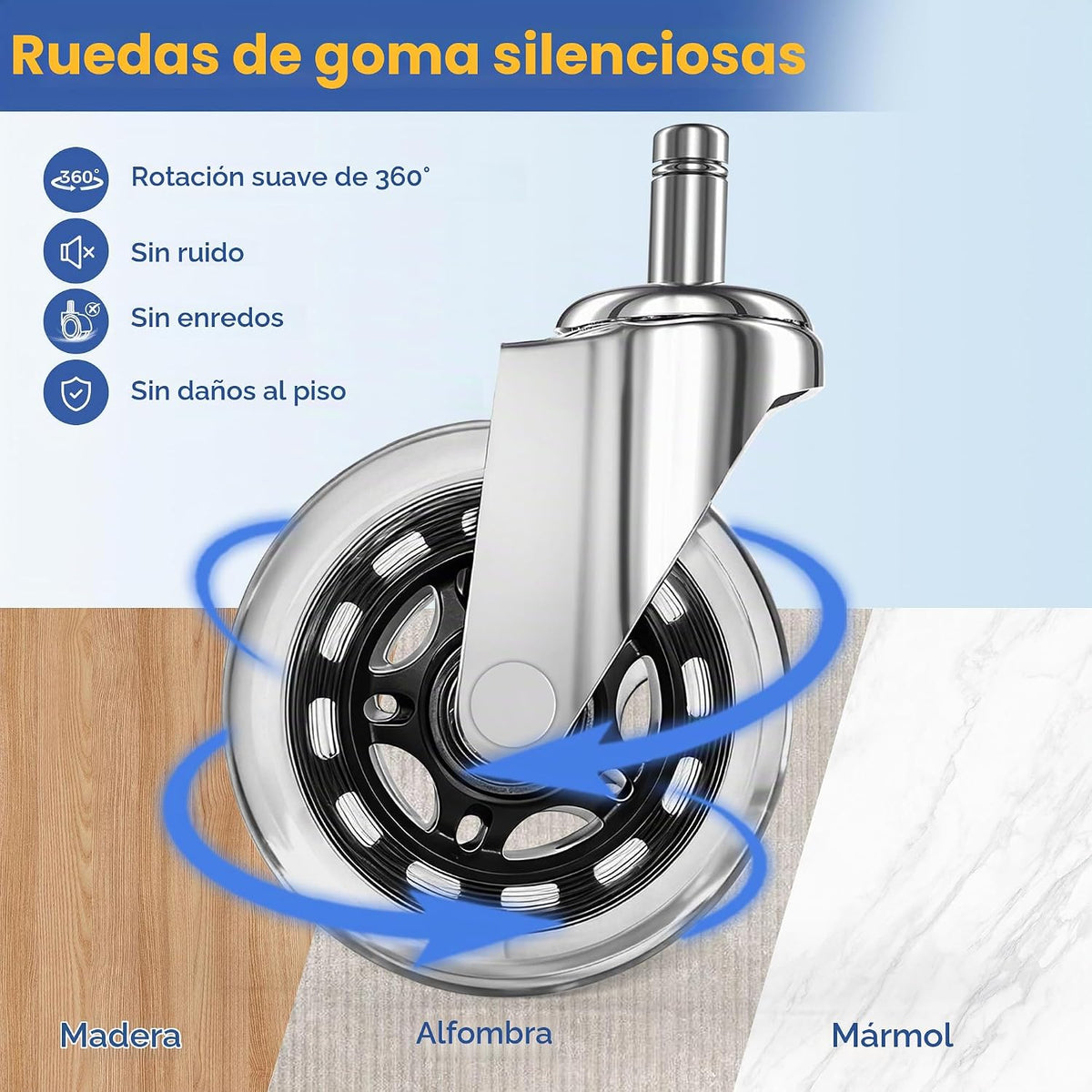 ANWBROAD Taburete redondo con ruedas de ajuste de altura resistente...