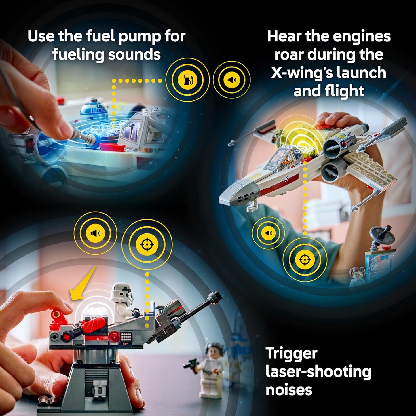 LEGO Star Wars SMART Play: Luke's Red Five X-Wing - Juguete interactivo de construcción todo en uno - Reacciona a cómo te mueves y juegas con un ladrillo inteligente - Regalo para niños, niñas, niños