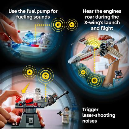 LEGO Star Wars SMART Play: Luke's Red Five X-Wing - Juguete interactivo de construcción todo en uno - Reacciona a cómo te mueves y juegas con un ladrillo inteligente - Regalo para niños, niñas, niños