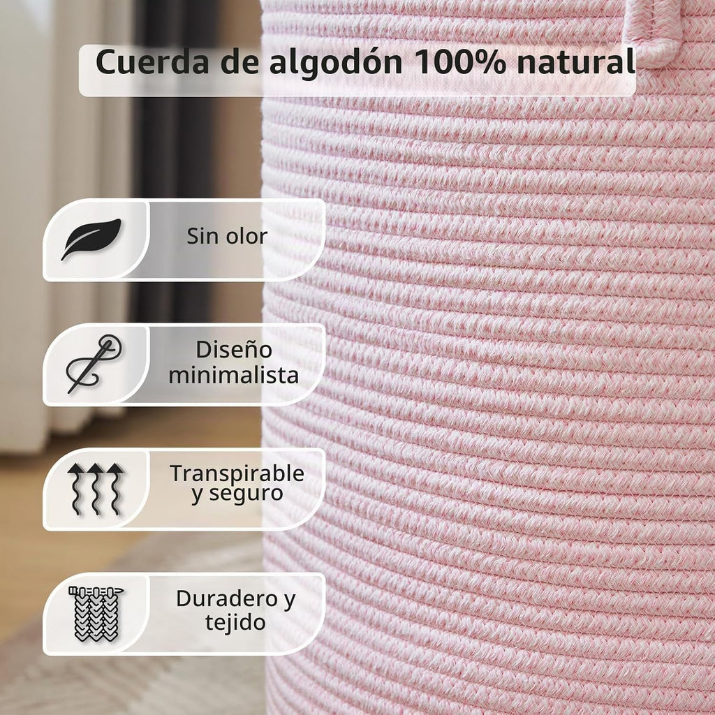 YOUDENOVA Cesta para Ropa Sucia, Cesta de Lavandería Tejida de 58L...