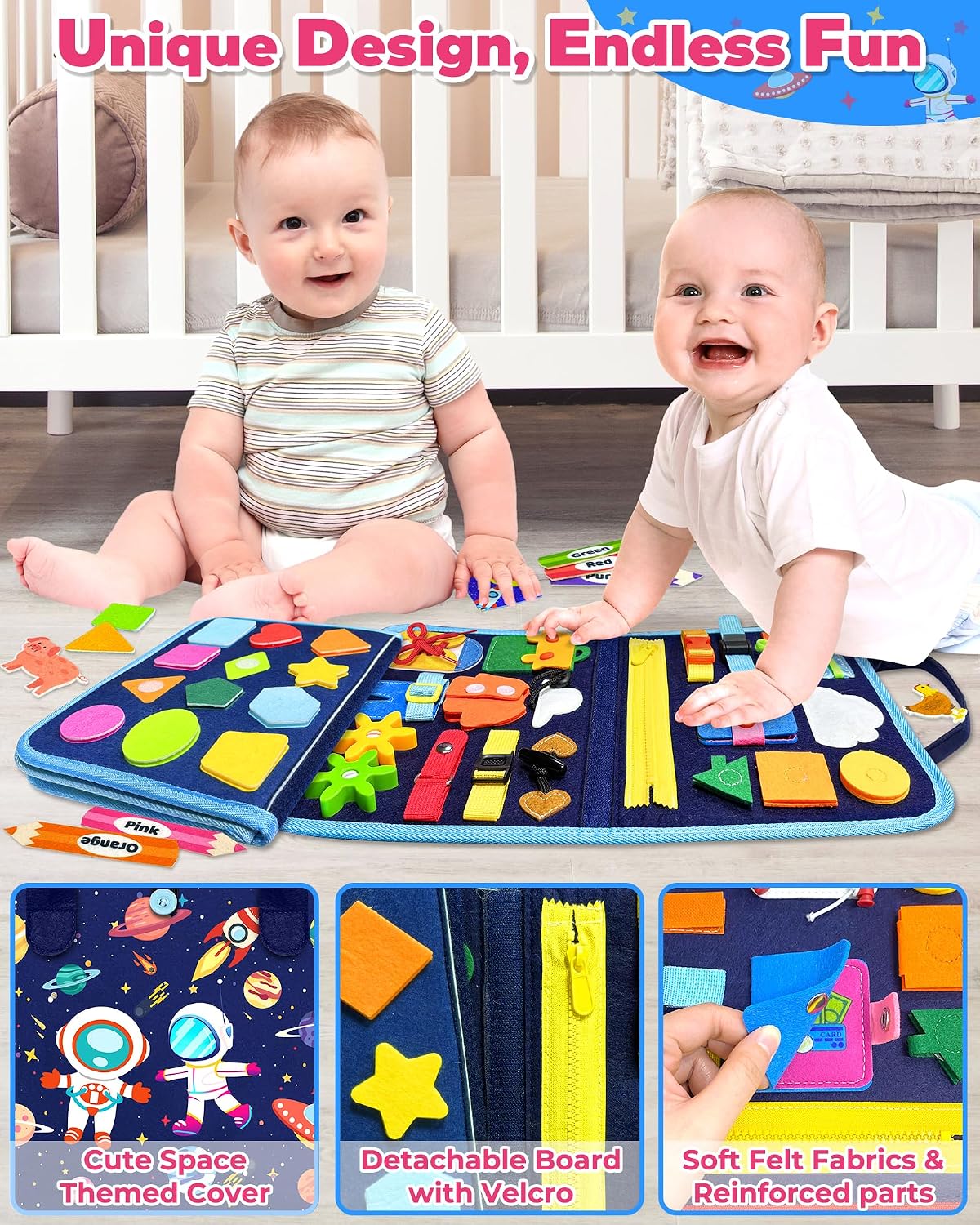 Gojmzo Juguetes Montessori de tablero ocupado para niños pequeños,...