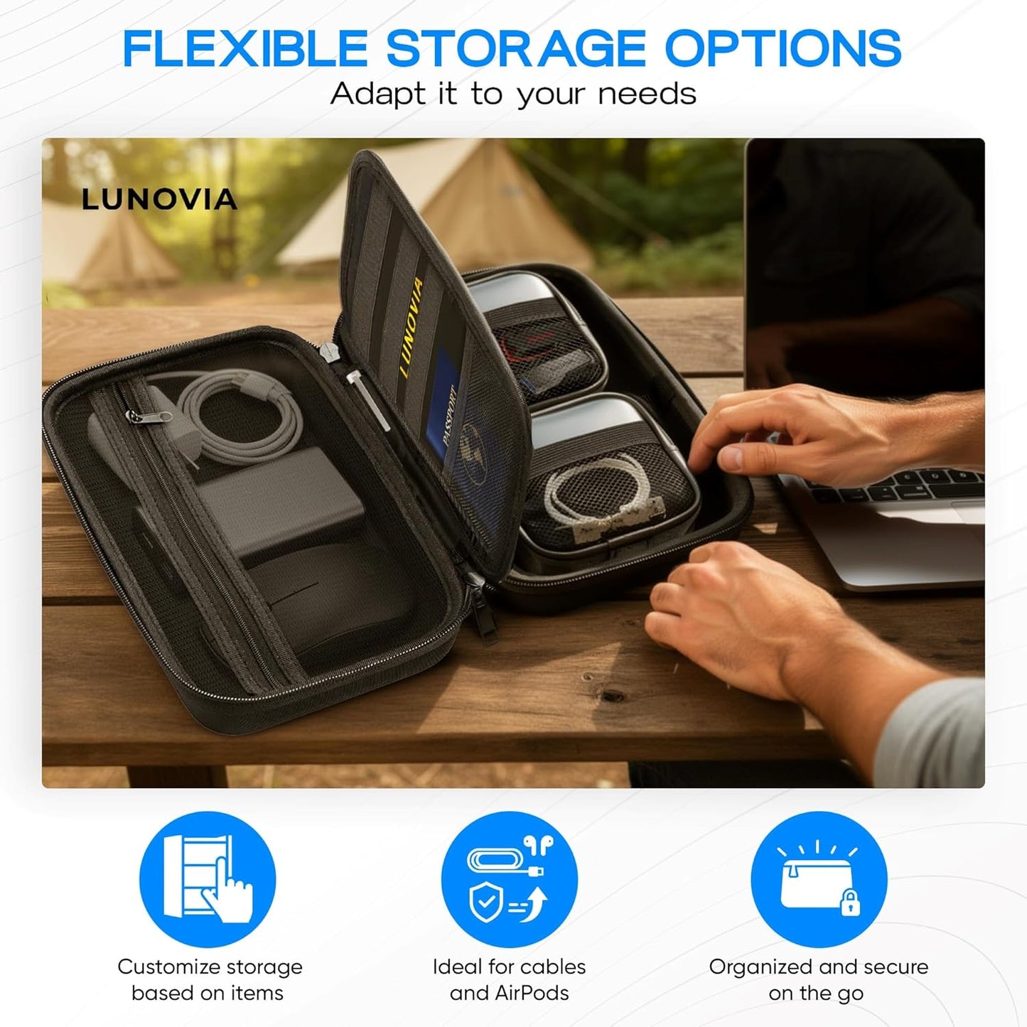 Lunovia Hard Shell Tech Organizer - Funda protectora de viaje para...