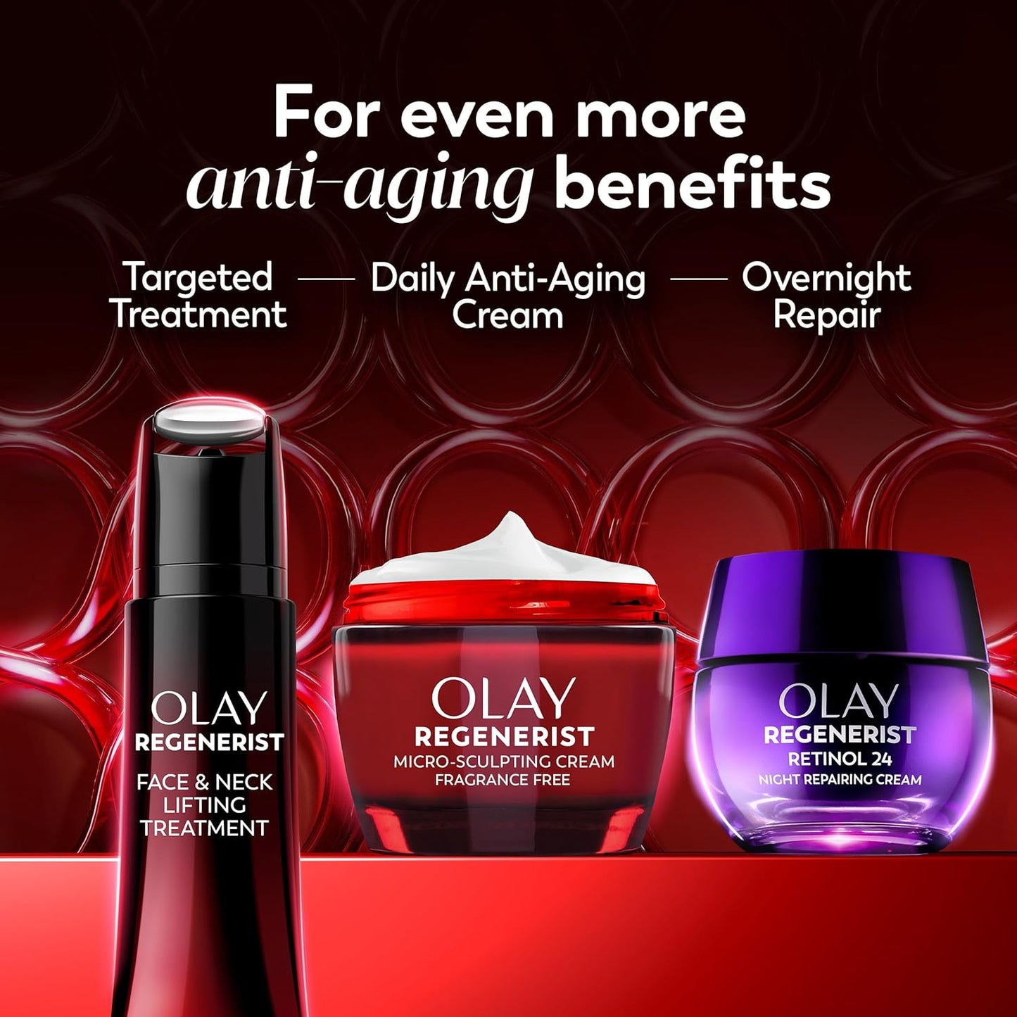 Olay Hidratante facial, crema regenerista microescultora para mujer...