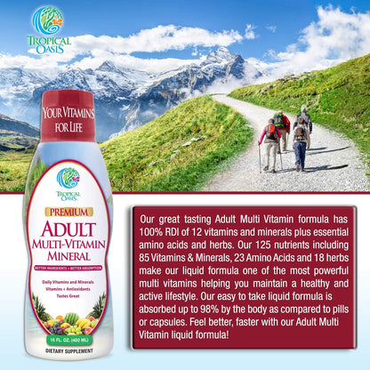 Tropical Oasis Multivitamínico líquido para adultos, suplemento mul...