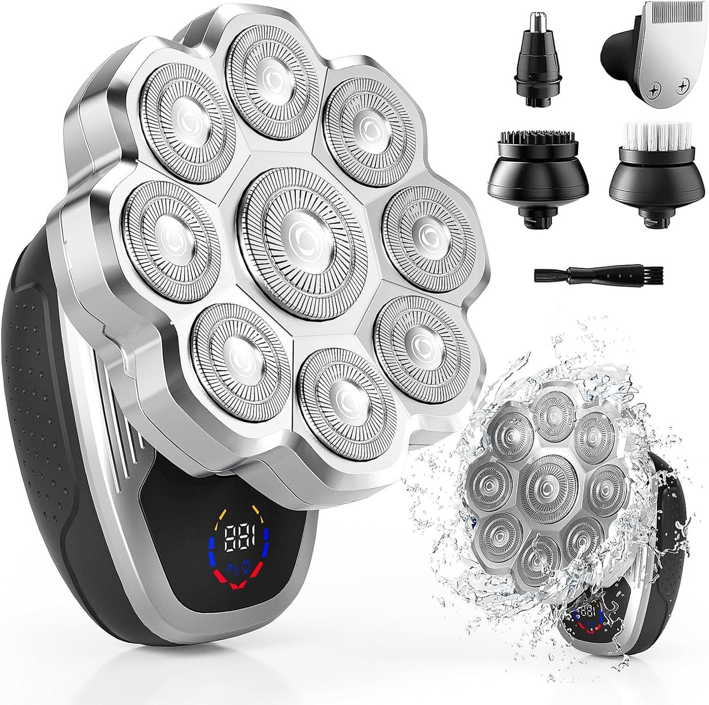 Maquinilla de afeitar eléctrica para hombres, afeitadoras de cabeza...
