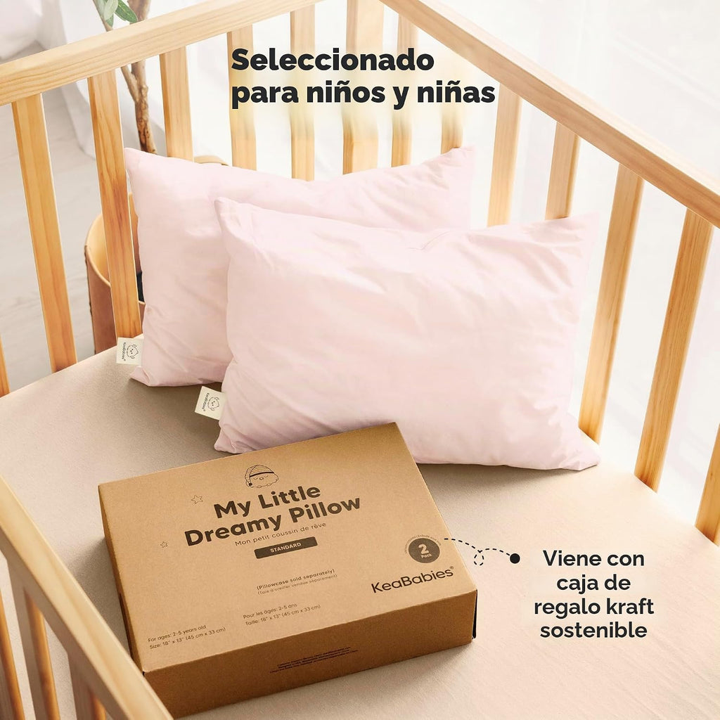 KeaBabies Paquete de 2 almohadas para niños de 2 años a 5,13 x 18 p...