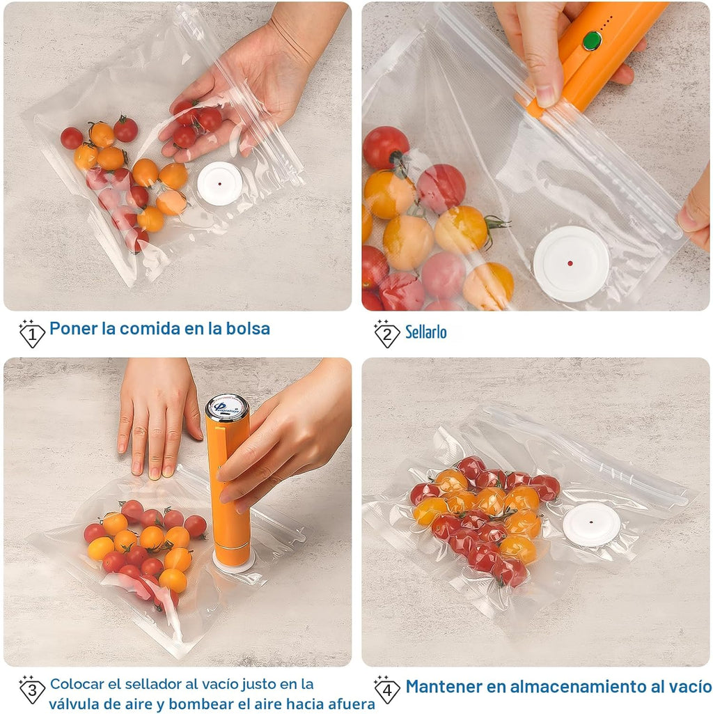 40 bolsas selladoras al vacío para alimentos con válvula de aire, b...