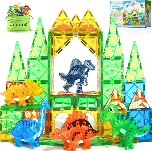 Coodoo Juguetes de Dinosaurio Fichas Magnéticas 3D Dinosaurios Móvi...