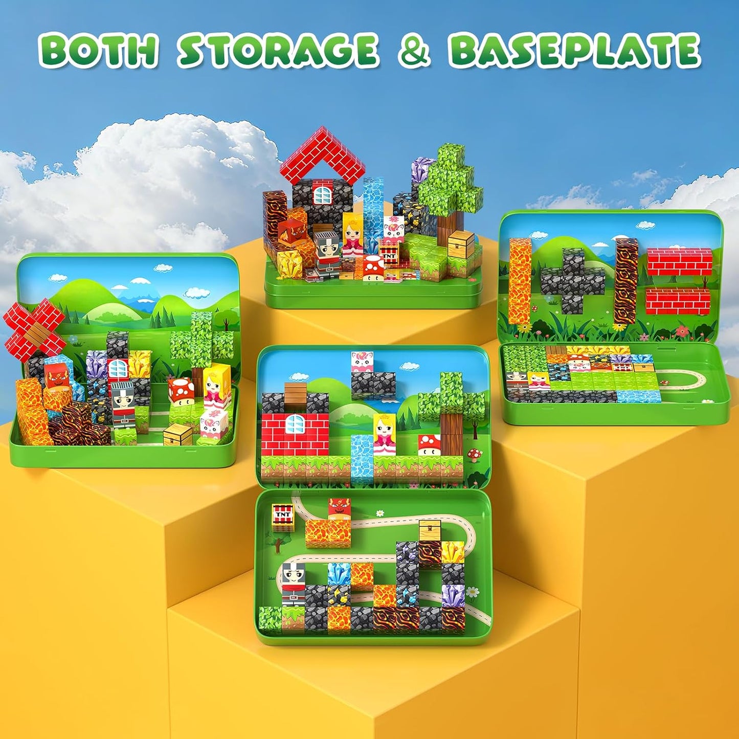 Axirata Juego de 60 minibloques magnéticos de viaje para niños, min...