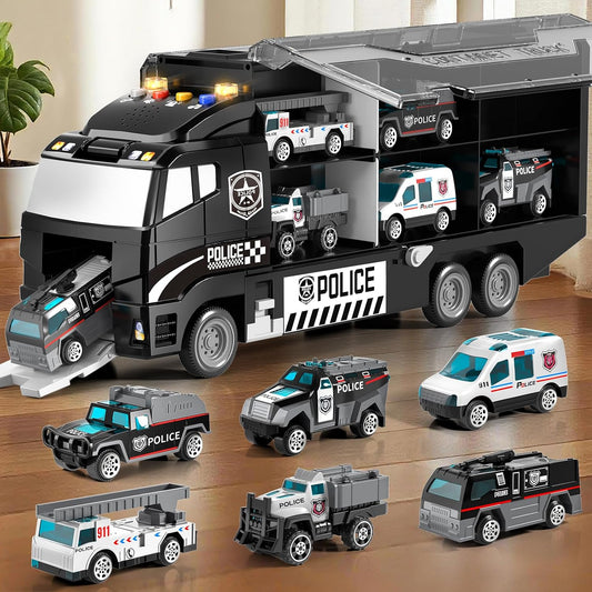 YunWings Juego de Coches de Policía para Niños Pequeños: Camión de...