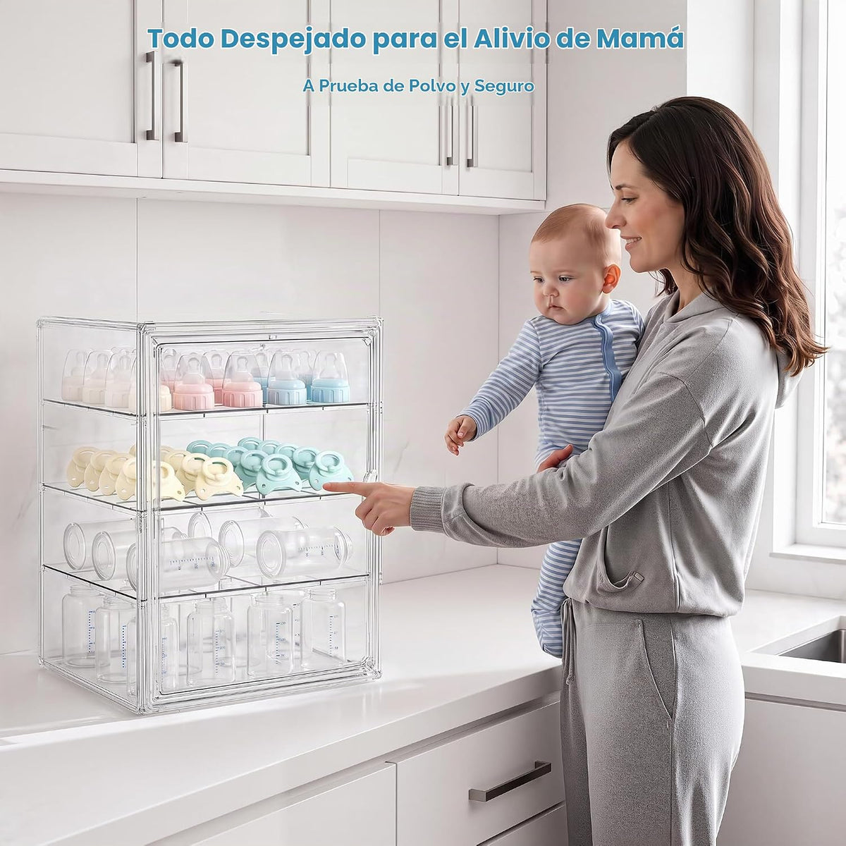HBlife Organizador de almacenamiento de biberones para armario de e...