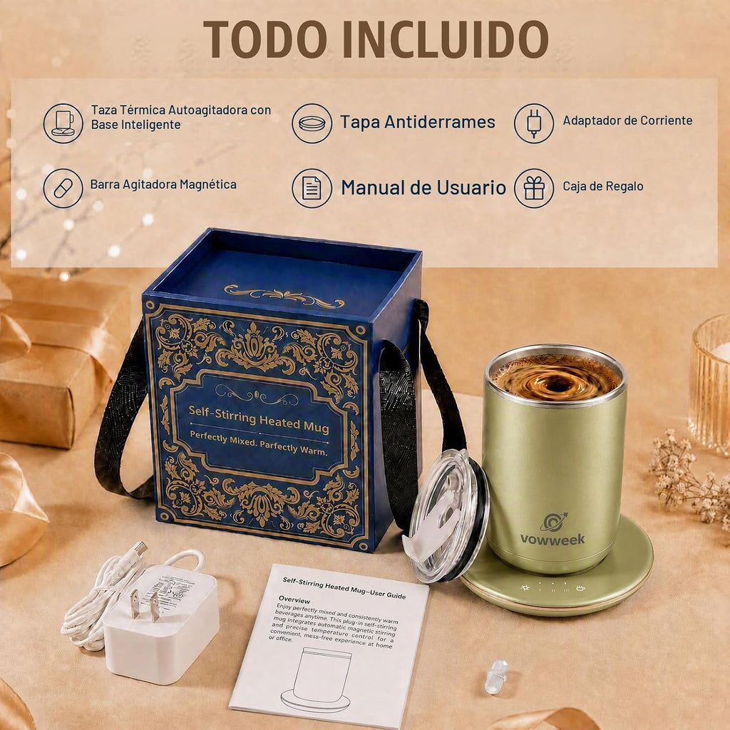 Taza de café con agitación automática, taza calentada de 10 oz con...