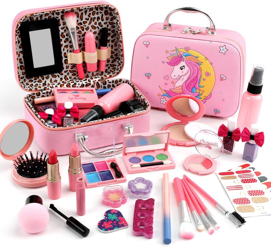 For Ideahome Juguetes de maquillaje lavables para niñas, juego de maquillaje real, kit de maquillaje para niñas pequeñas, princesa, regalo de cumpleaños de Navidad, juguetes para niñas de 4, 5, 6, 7