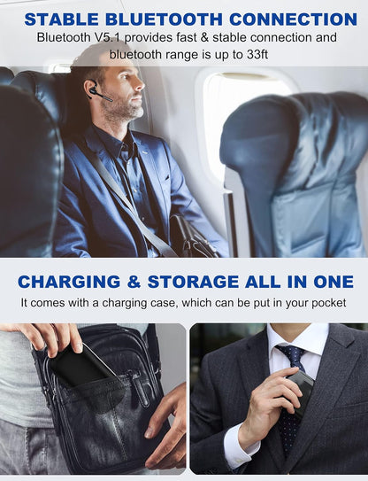 Auriculares Bluetooth V5.1, Auriculares Inalámbricos con Caja de Carga y Visualización de Batería, Auriculares Bluetooth con Micrófono con Cancelación de Ruido para Conducir, Oficina