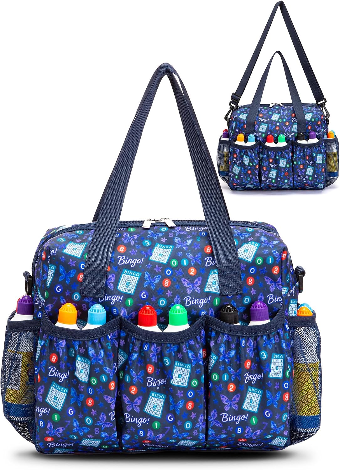 Bolsa de bingo con bolsillos para Daubers Dabbers Azul Marino Bolsa...