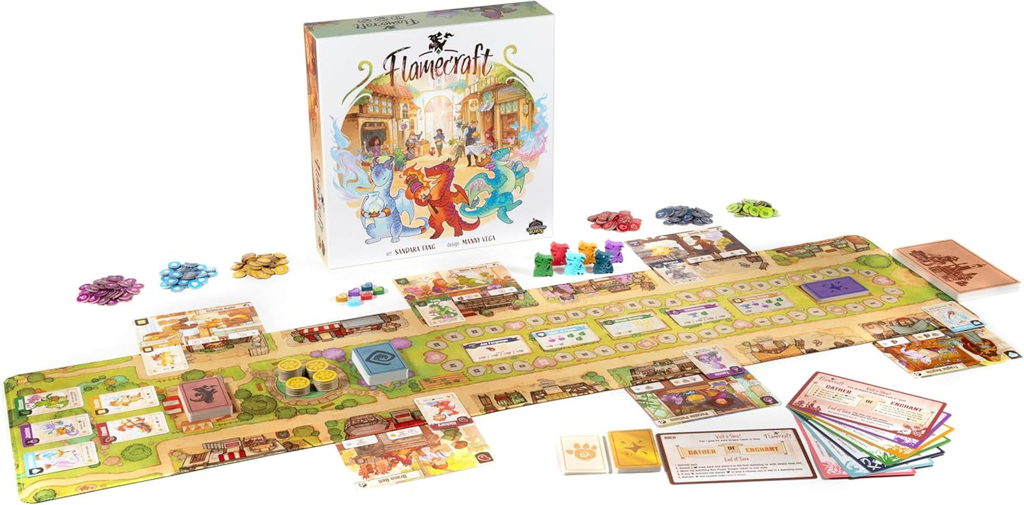 Juego de mesa Flamecraft | Juego de estrategia de fantasía de dragones para la diversión familiar para niños y adultos a partir de 10 años 1-5 jugadores Tiempo de juego promedio 60 minutos Hecho por