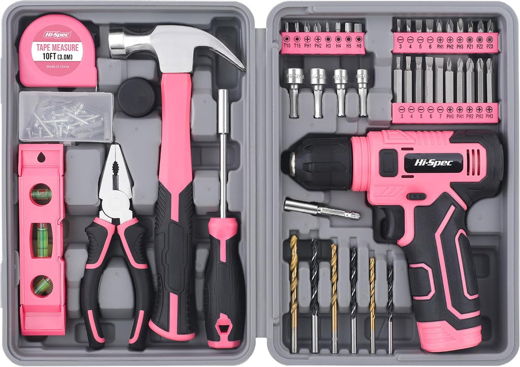 Hi-Spec Juego de taladro inalámbrico de 8 V y kit de herramientas d...