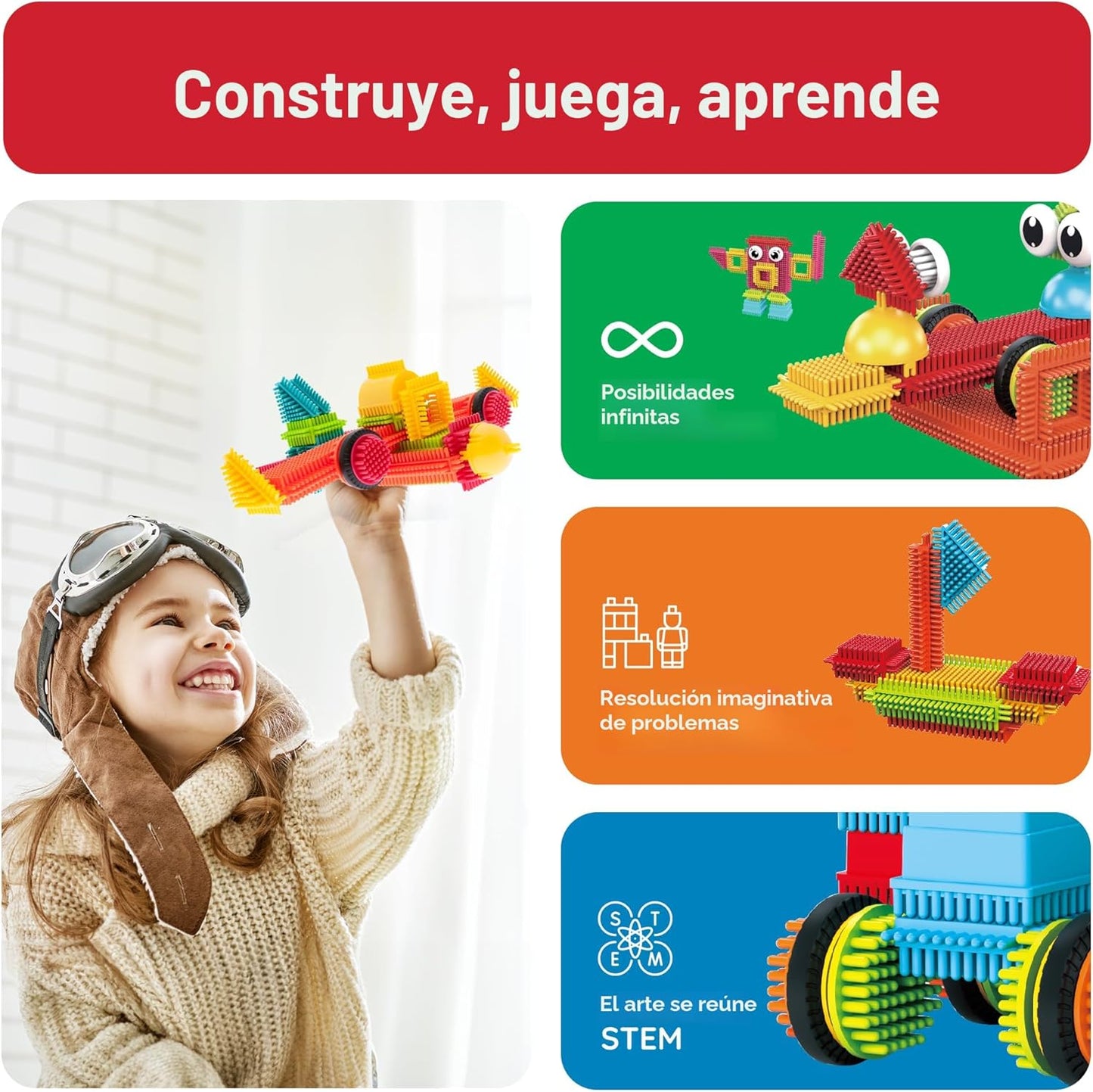 PicassoTiles Juego de 120 piezas de bloques de construcción entrela...