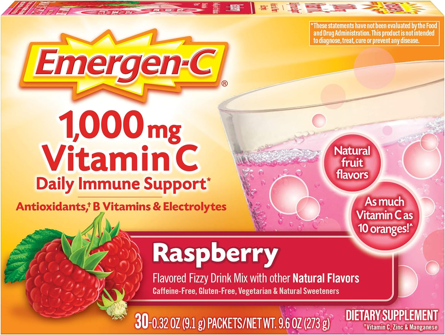 Emergen-C Polvo de apoyo inmunológico de 1000 mg de vitamina C fram...