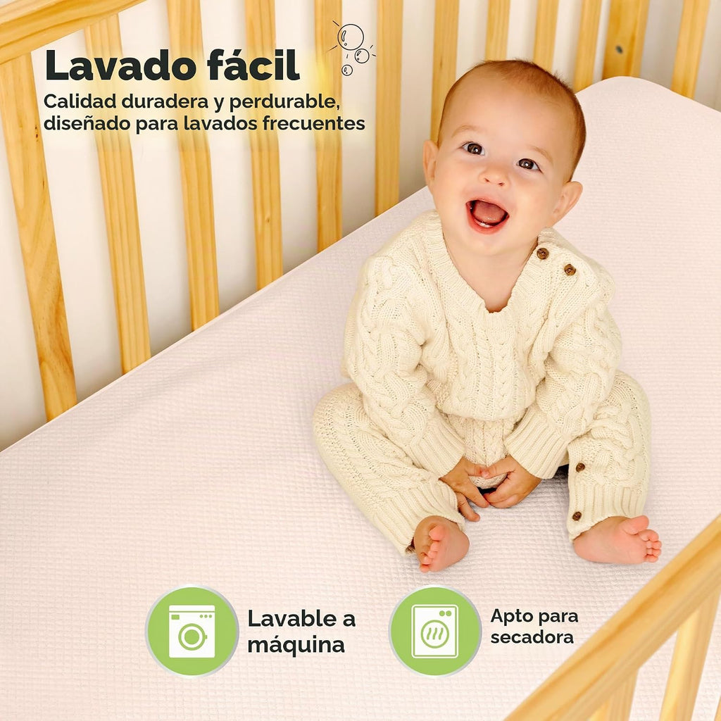2 paquetes de protector de colchón ajustado impermeable para cuna -...