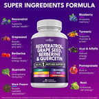 NEW AGE Resveratrol, berberina, extracto de semilla de uva, quercet...