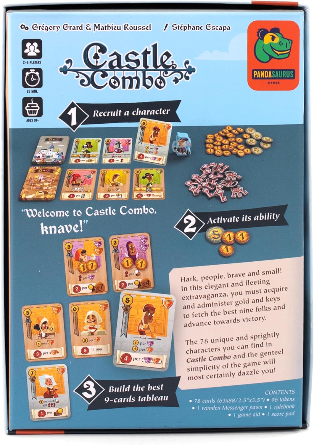 Pandasaurus Games Castle Combo Juego de Cartas - Maximiza los Combos en Este Juego de Estrategia de Colocación de Cartas, Diversión Familiar Competitiva Rápida para Niños y Adultos, Edades 10+, 2-5