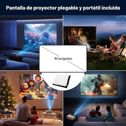 TMY Mini proyector, proyector Bluetooth mejorado con pantalla, proy...