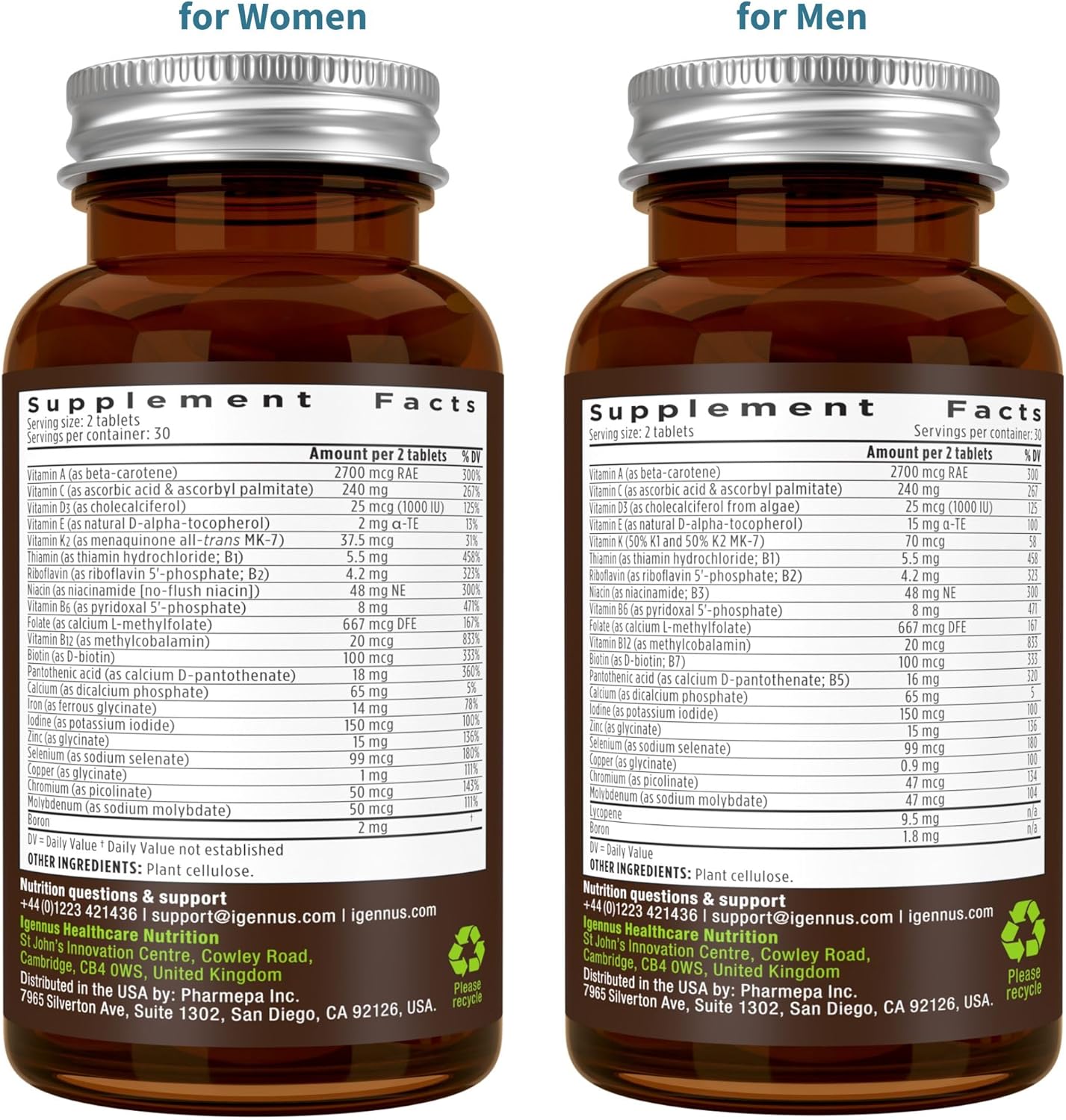 Igennus Multivitamínico metilado para hombres y mujeres, paquete de...