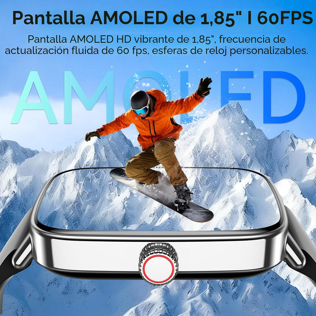 Reloj inteligente para mujeres y hombres, 1.85 pulgadas HD AMOLED F...