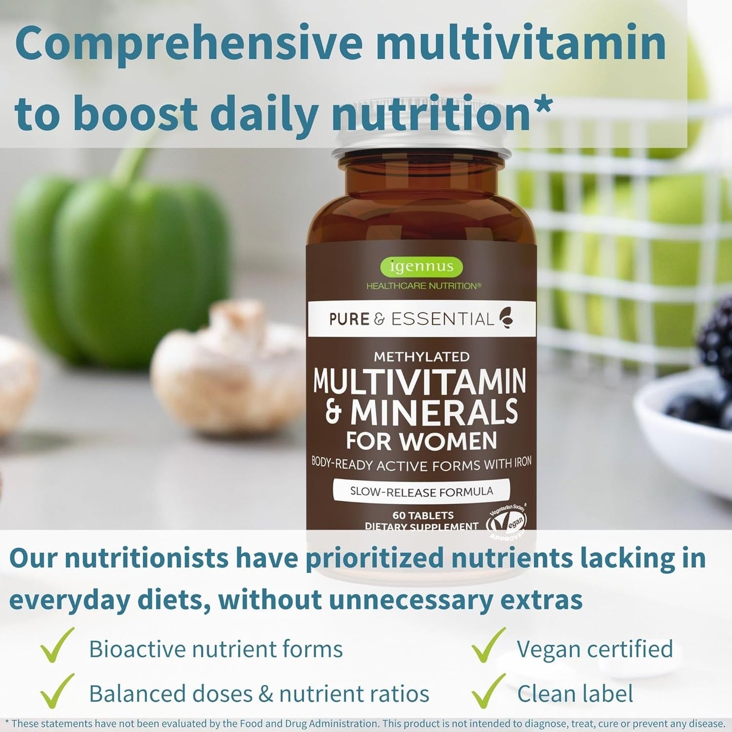 Igennus Multivitamínico Metilado de Alta Potencia para Mujeres, Ing...
