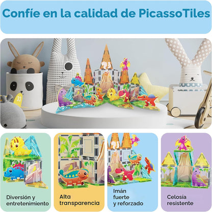 PicassoTiles - Juego de 38 piezas de bloques de construcción con az...