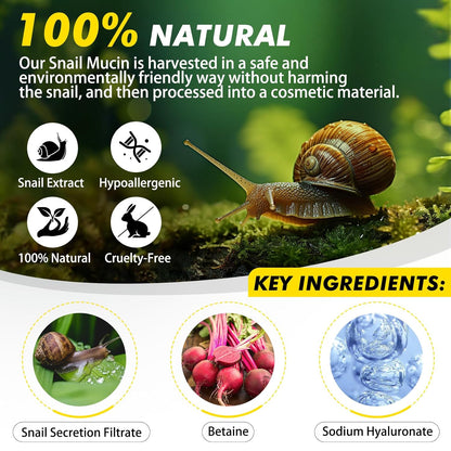 Snail Mucin - Crema de suero reparadora al 92 %, hidratante facial hidratante antiedad, reafirmante y reducción de arrugas, reparación diaria, crema facial de mucina de caracol para piel seca y sensible, todo tipo de piel, 3.53 oz/3.52 onzas