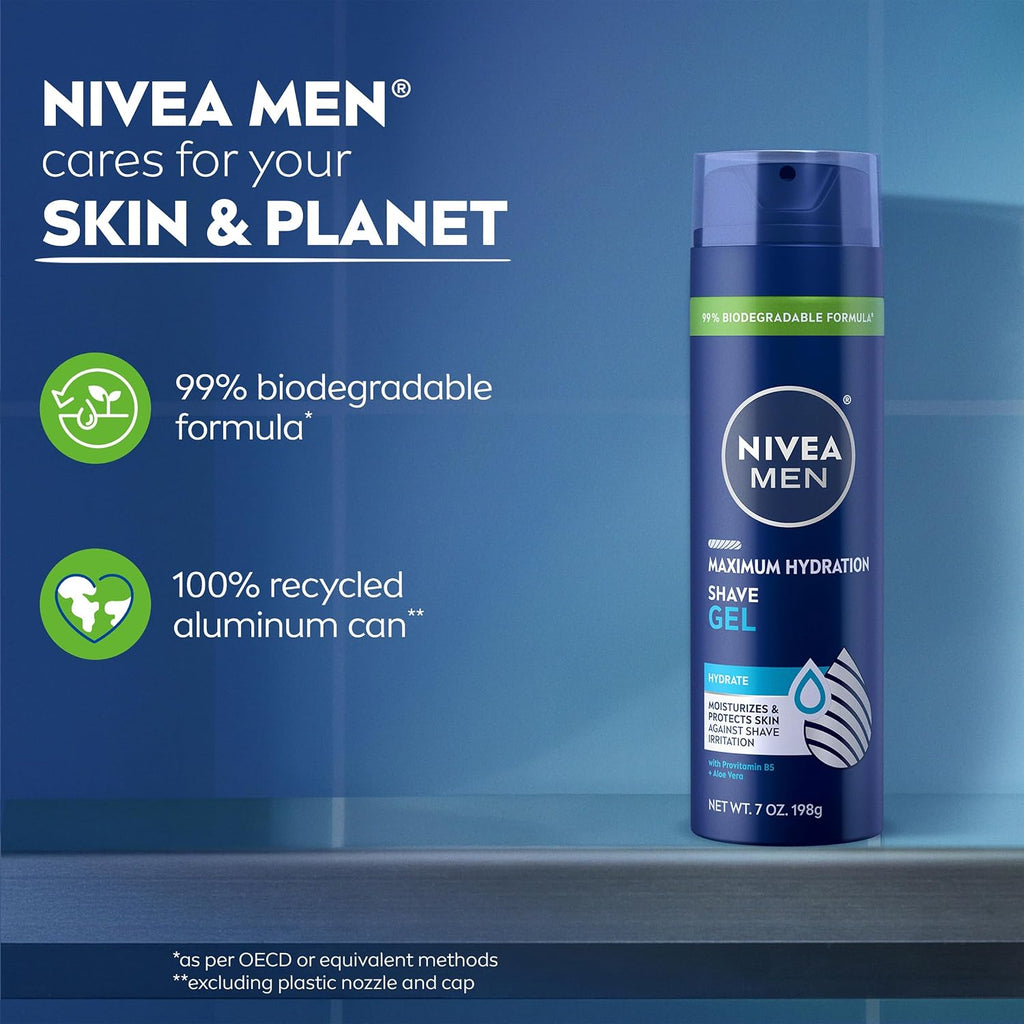 NIVEA MEN Gel de afeitado de máxima hidratación para hombres, paque...