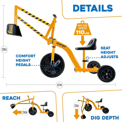 stargo Excavadora de juguete para niños con arena, triciclo con ped...