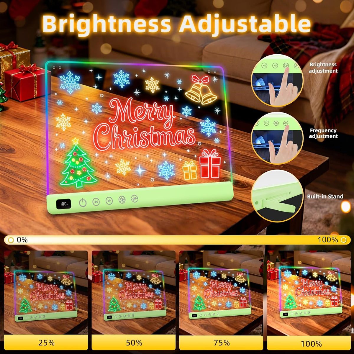 Lumiboard Tablero de dibujo LED con 13 efectos de luz, tablero de n...