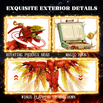 Juego de 1252 piezas Moc Fire Phoenix con bloque de