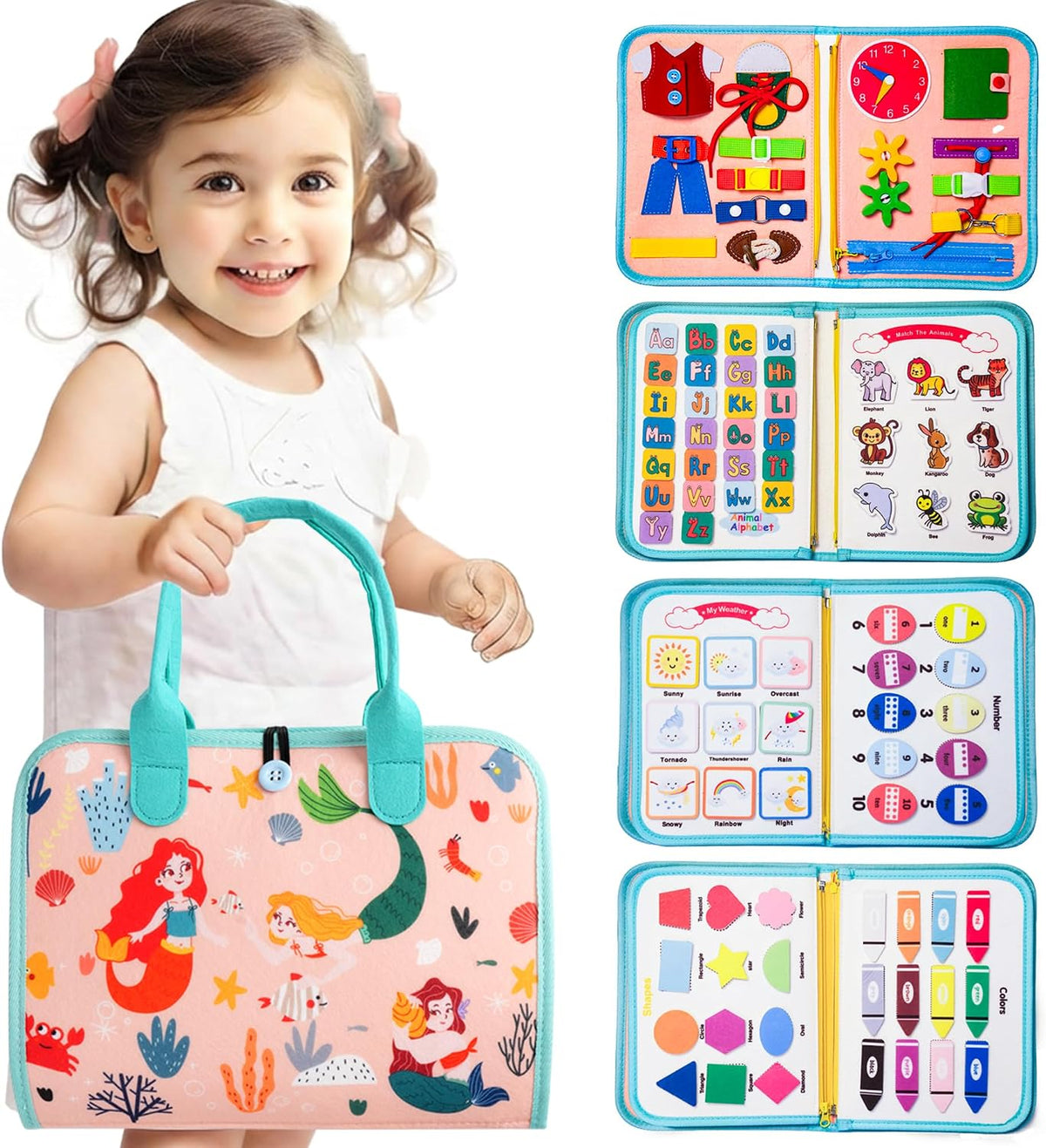 Teefrye Juguetes Montessori de tablero ocupado para niños pequeños...
