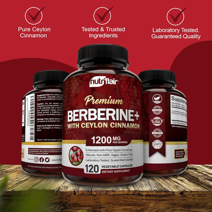 NutriFlair Berberina HCL Premium 1200mg, 120 Cápsulas - Más Canela...