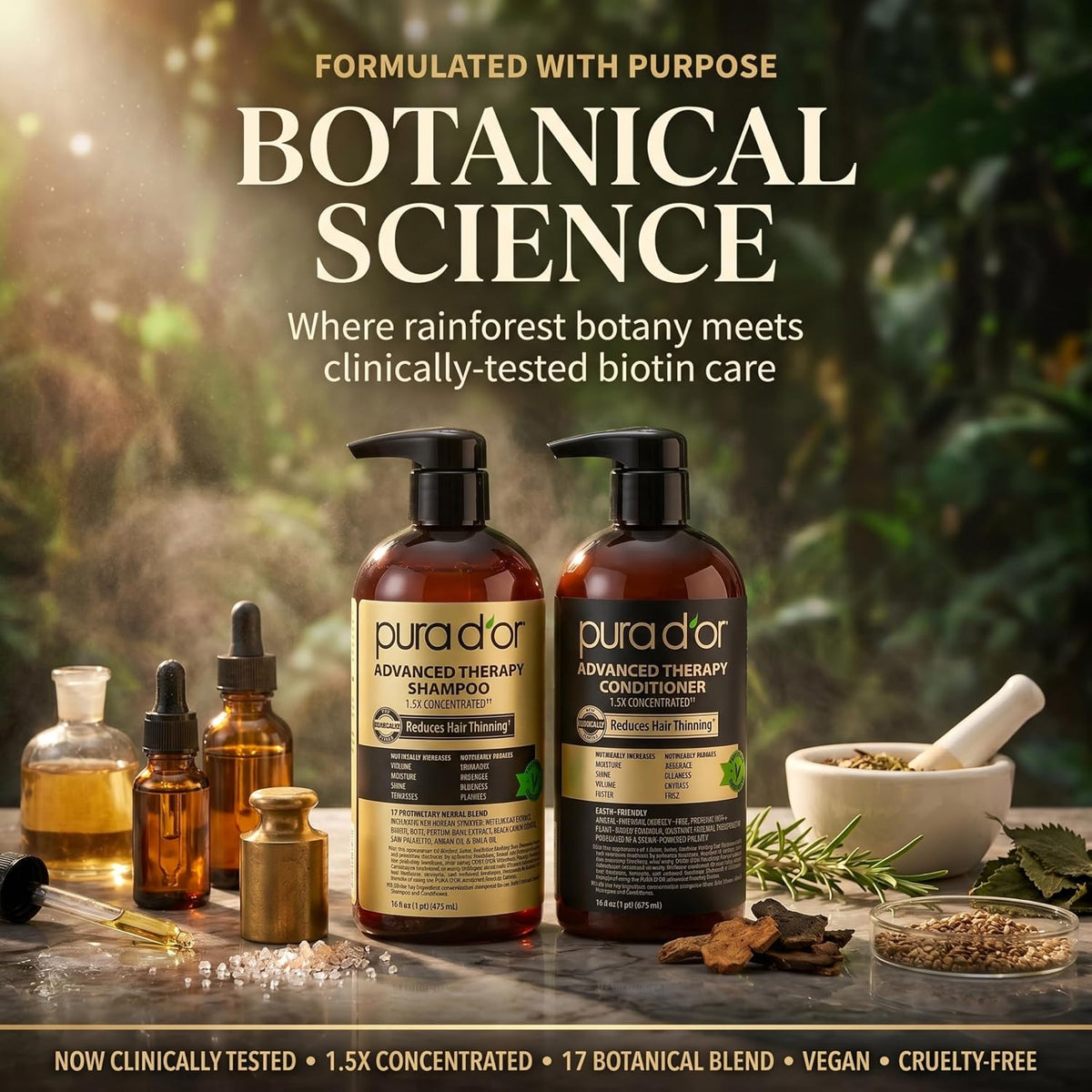 PURA D'OR Advanced Therapy Champú y Acondicionador de Biotina S...