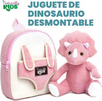 Naturally KIDS Mochila para niños pequeños con peluche rosa Tricera...