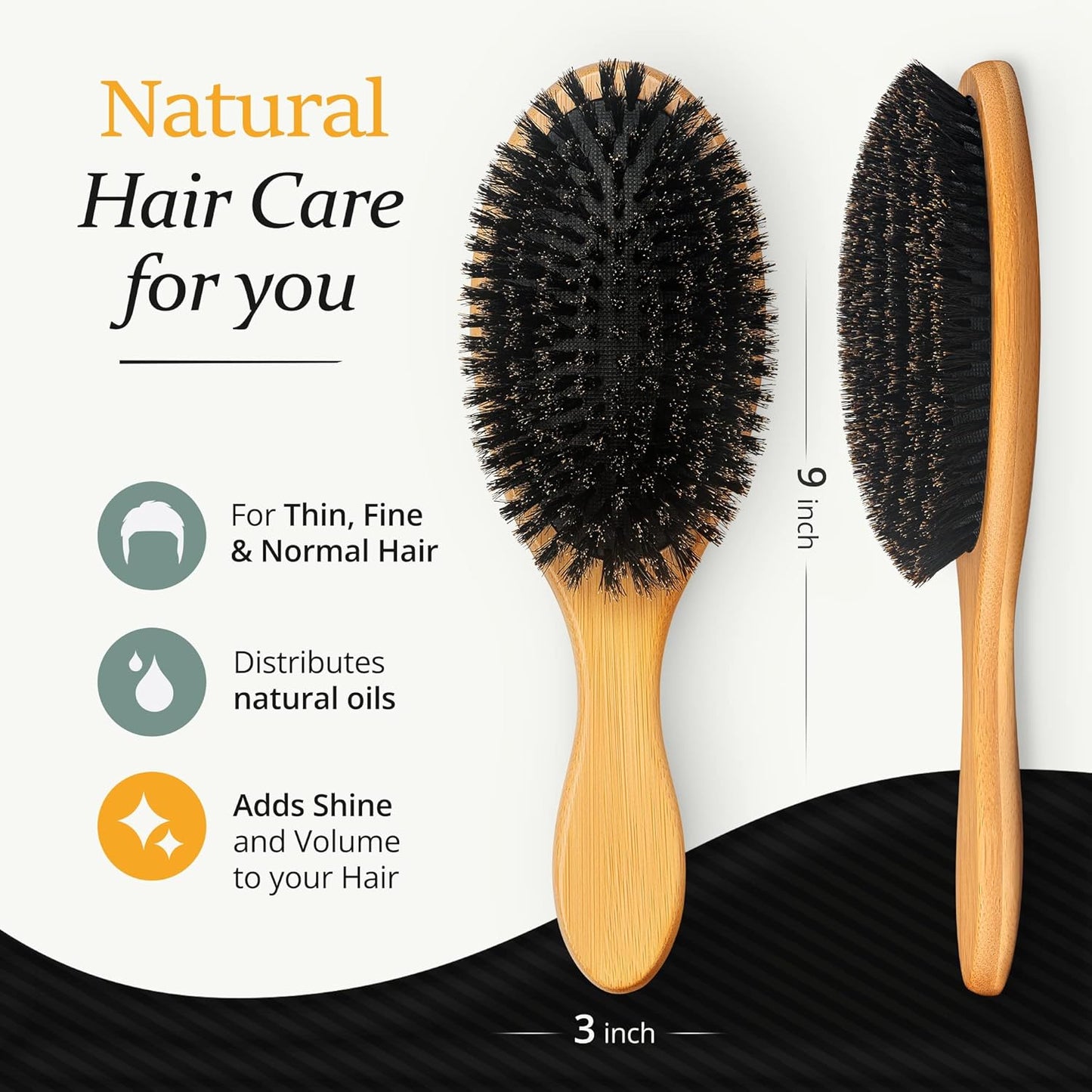 Belula Juego de cepillo de pelo 100% de cerdas de jabalí para hombres. Cepillo suave para cabello fino, normal y corto. Cepillo de cerdas de jabalí y peine de madera para hombres. Incluye 2 cepillos de palma y bolsa de viaje incluidos.