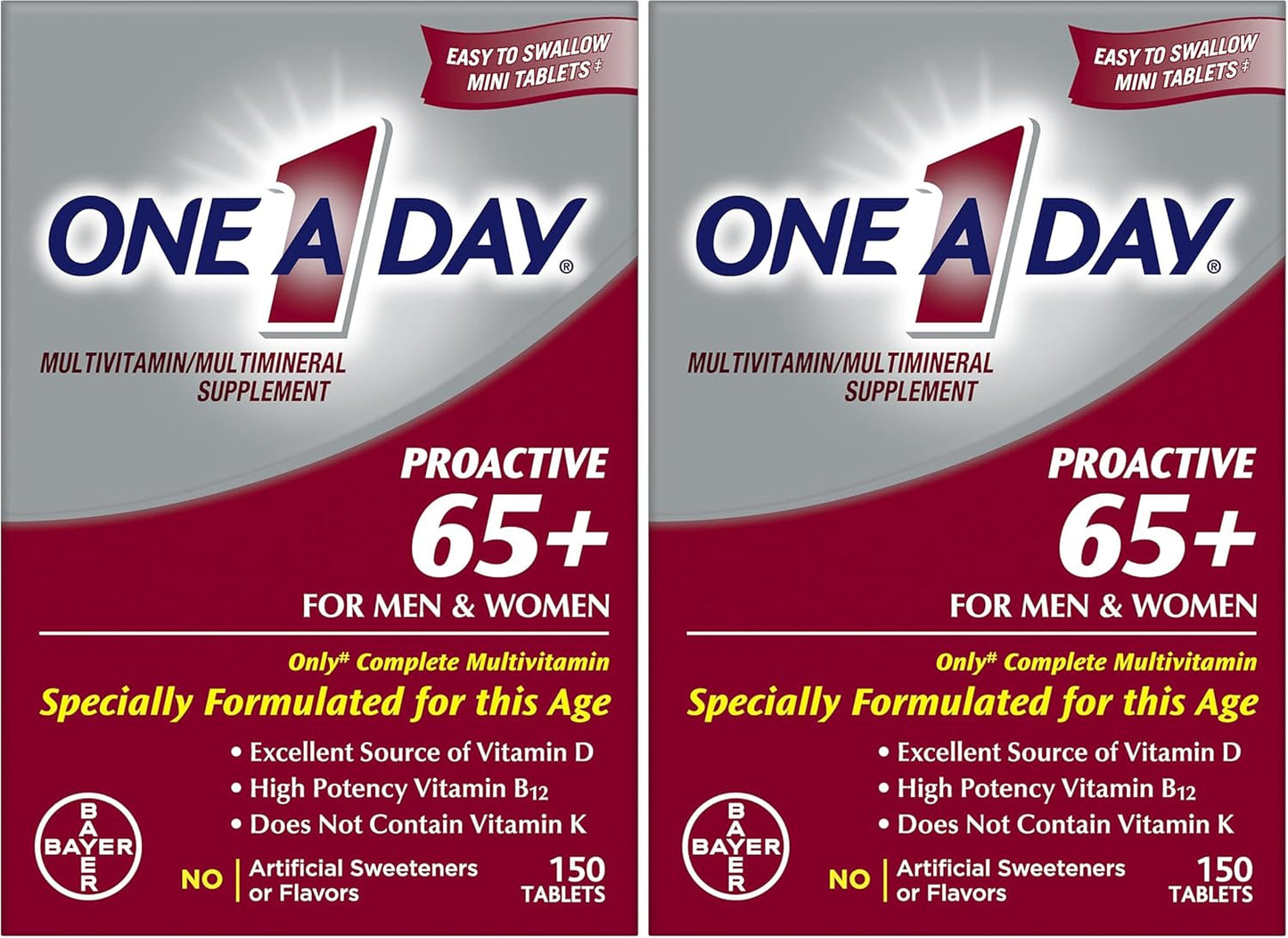 ONE A DAY Proactive 65+, multivitamínico para hombres y mujeres, su...
