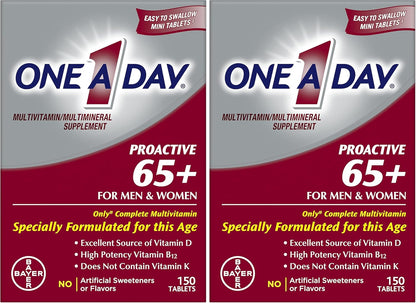 ONE A DAY Proactive 65+, multivitamínico para hombres y mujeres, su...