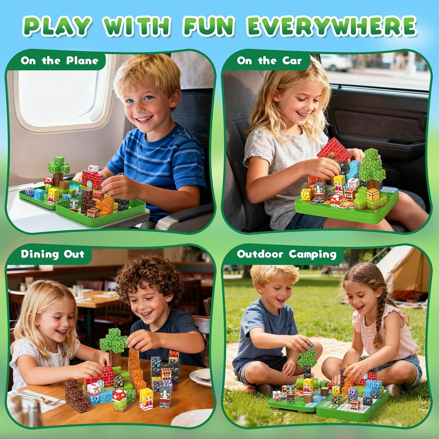 Axirata Juego de 60 minibloques magnéticos de viaje para niños, min...