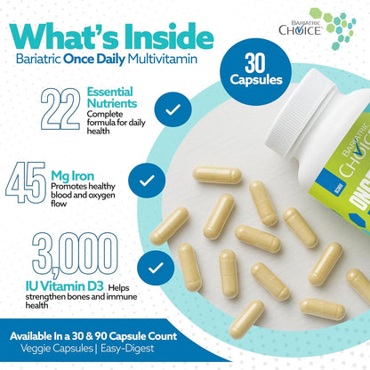 Bariatric Choice Multivitamínico bariátrico una vez al día con 45 m...